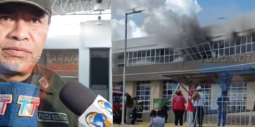 FUERTE INCENDIO EN LA NUEVA TERMINAL GENERA PÁNICO: EL SINIESTRO SE ORIGINÓ EN EL SEGUNDO PISO, EN UN LOCAL DE POLLOS.