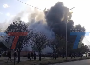 INCENDIO EN SAN JORGE ENVOLVIÓ UNA GOMERÍA EN LLAMAS Y PROVOCÓ UNA DENSA HUMAREDA TÓXICA EN LA ZONA